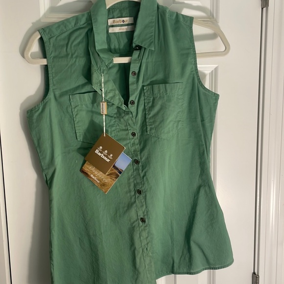 Barbour Tops - Size 6  Barbour green sleeveless button down with tags never worn